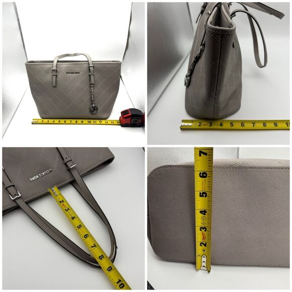 MICHAEL Michael Kors Jet Set Travel Quilted Saffiano Tote Grey Silver - Picture 12 of 16